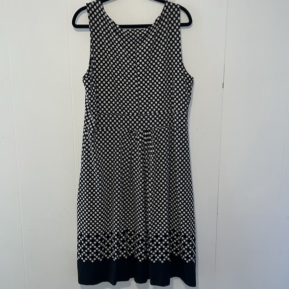 Lands End Midi Sleeveless V-neck Polka Dot Fit & Flare Pullover Dress T4* - Picture 2 of 4